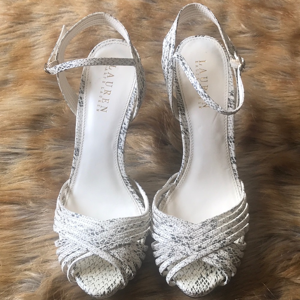Ralph Lauren faux snake skin open toe high heels